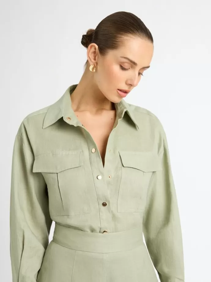 Best Sale Coastal Linen Shirt Woman Workwear