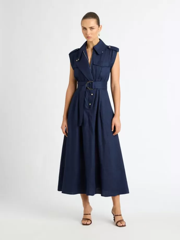 Fashion Utility Linen Dress Woman Online Exclusive